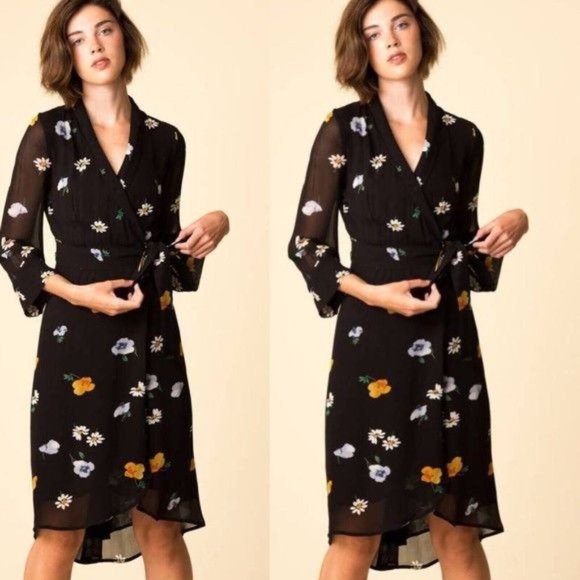Ganni Dresses & Skirts - GANNI Dainty Georgette Floral Wrap Dress Size 6 (EU 38)